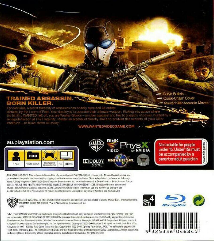 WANTED: Weapons Of Fate - Sony PlayStation 3 (PS3) (Universal - 1) video game collectible [Barcode 5051894001715] - Main Image 2