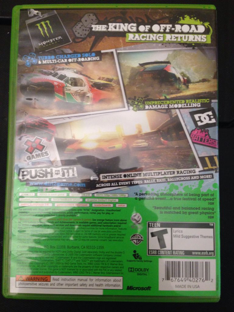 DiRT 2 - Microsoft Xbox 360 (Codemasters - 2) video game collectible [Barcode 767649402762] - Main Image 2
