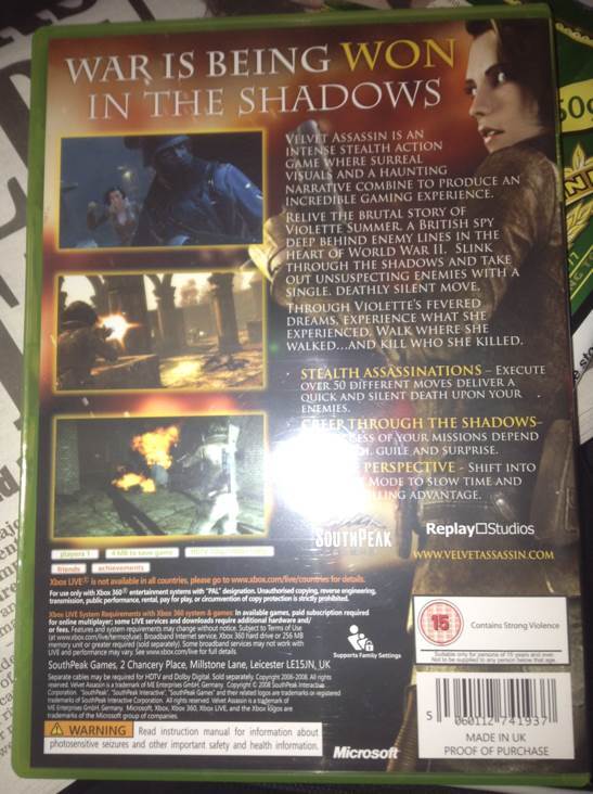Velvet Assassin - Microsoft Xbox 360 (SouthPeak Games - 1) video game collectible [Barcode 5060112741937] - Main Image 2