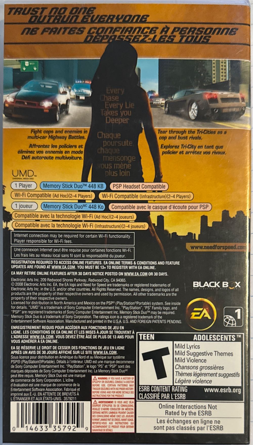 Need for Speed: Undercover (E) - Sony PlayStation Portable (PSP) ((EA) Electronic Arts - 1) video game collectible [Barcode 014633357929] - Main Image 2