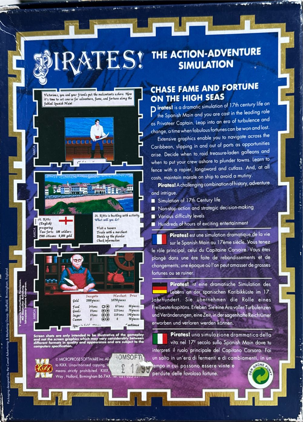 Pirates - Commodore Amiga (Micropose) video game collectible [Barcode 5013442555378] - Main Image 2