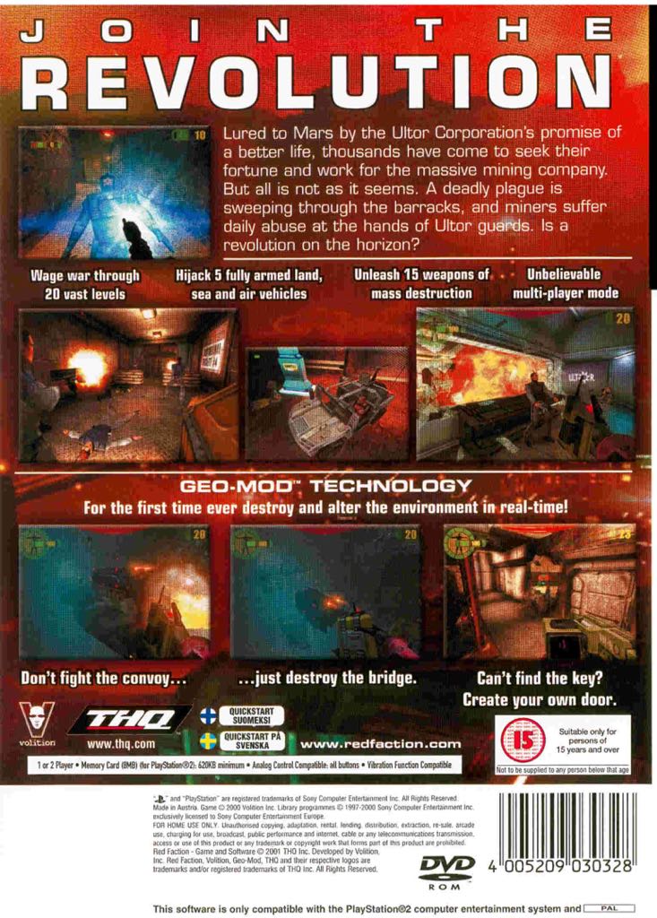Red Faction - Sony PlayStation 2 (PS2) (THQ - 2) video game collectible [Barcode 4005209035613] - Main Image 2