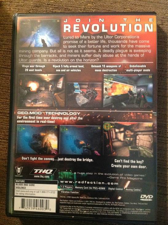 Red Faction - Sony PlayStation 2 (PS2) (THQ - 1-2) video game collectible [Barcode 752919460030] - Main Image 2