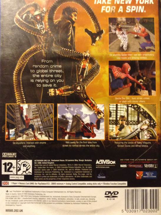 Spider-Man 2 - Sony PlayStation 2 (PS2) (Activision Publishing - 1) video game collectible [Barcode 5030917023002] - Main Image 2