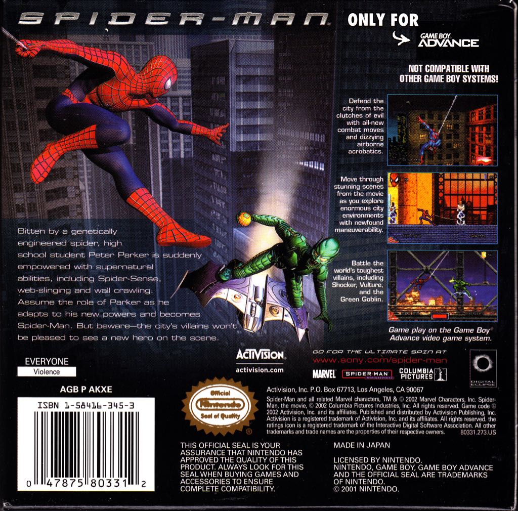 SPIDER-MAN 2 - Nintendo Game Boy Advance (GBA) video game collectible [Barcode 5030917023446] - Main Image 2