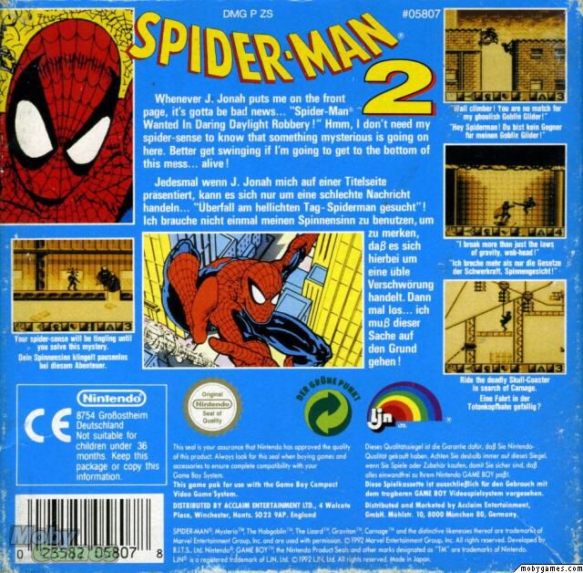 Spider-Man 2 - Nintendo Game Boy video game collectible - Main Image 2