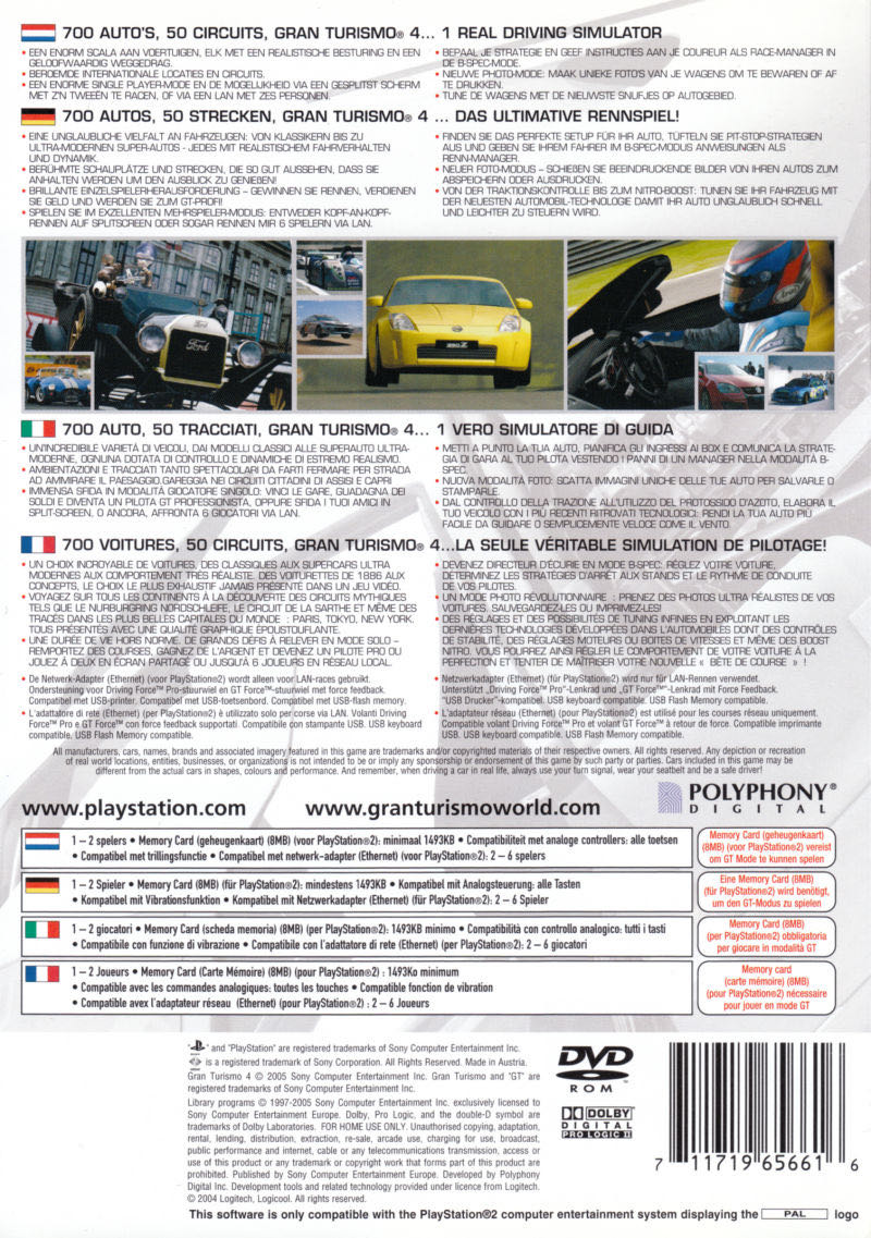 Gran Turismo 4 (Platinum) - Sony PlayStation 2 (PS2) (Sony Computer Entertainment - 6) video game collectible [Barcode 711719690368] - Main Image 2
