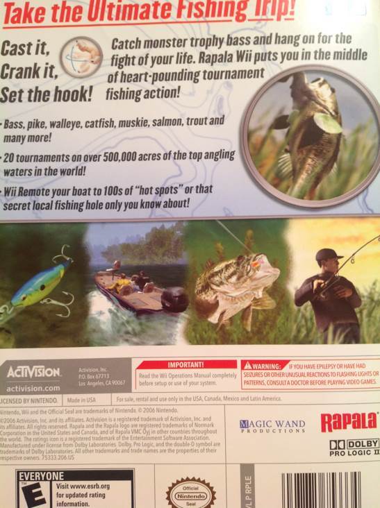 Rapala Tournament Fishing - Nintendo Wii (Activision - 1) video game collectible [Barcode 047875753334] - Main Image 2