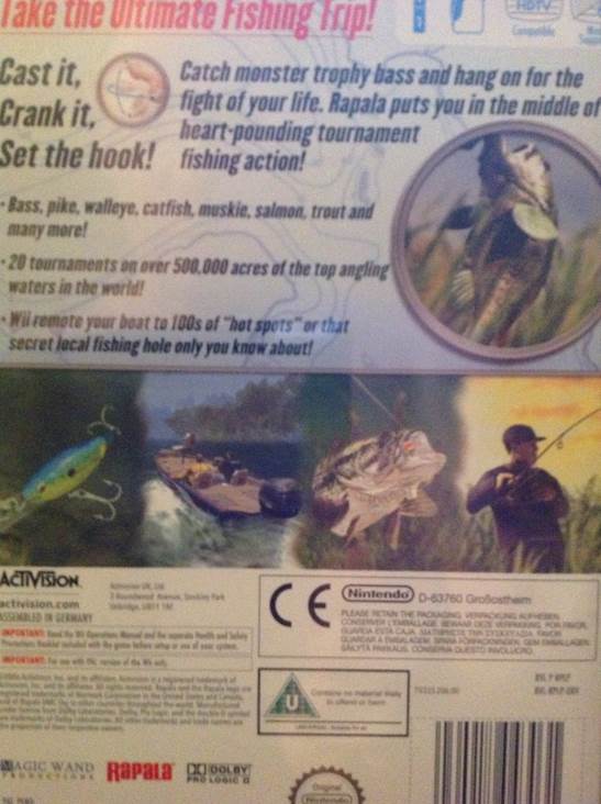 Rapala Tournament Fishing - Nintendo Wii video game collectible [Barcode 5030917043031] - Main Image 2