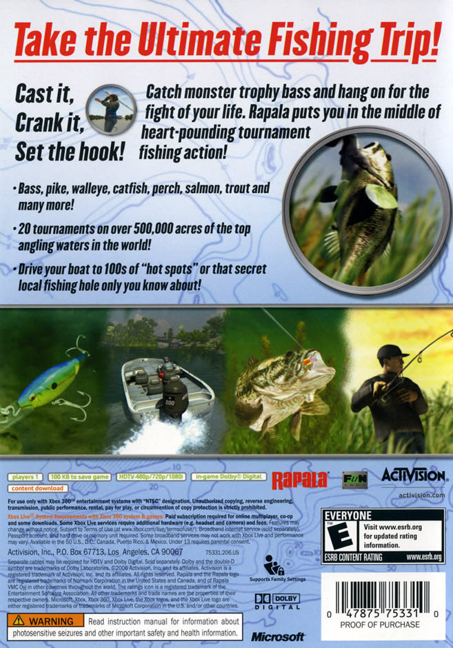Rapala: Tournament Fishing - Microsoft Xbox 360 (Activision - 1) video game collectible [Barcode 5030917043109] - Main Image 2