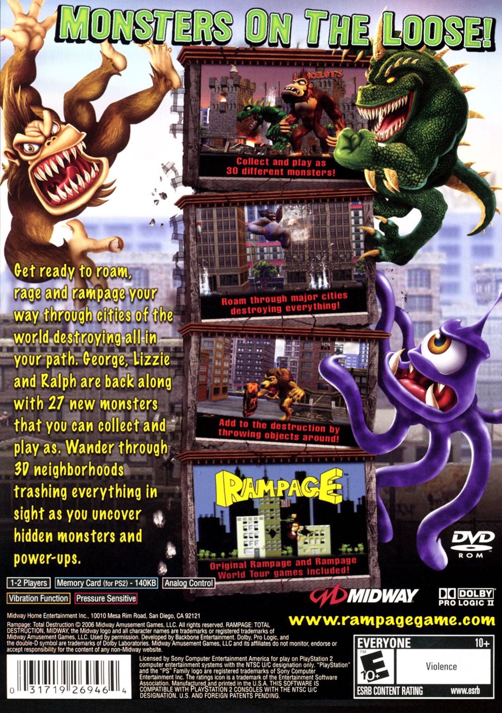Rampage: Total Destruction - Sony PlayStation 2 (PS2) (Midway Games - 1-2) video game collectible - Main Image 2