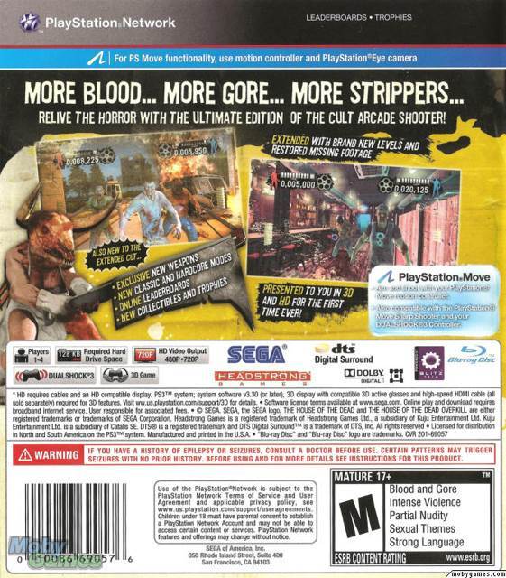 The House of the Dead Overkill Extended Cut - Sony PlayStation 3 (PS3) (Sega - 1-4) video game collectible [Barcode 5055277014453] - Main Image 2