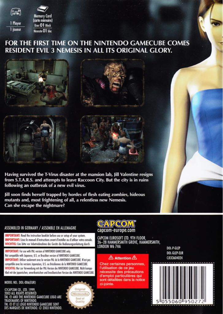 Resident Evil 3: Nemesis - Nintendo GameCube (Capcom - 1) video game collectible [Barcode 5055060950272] - Main Image 2