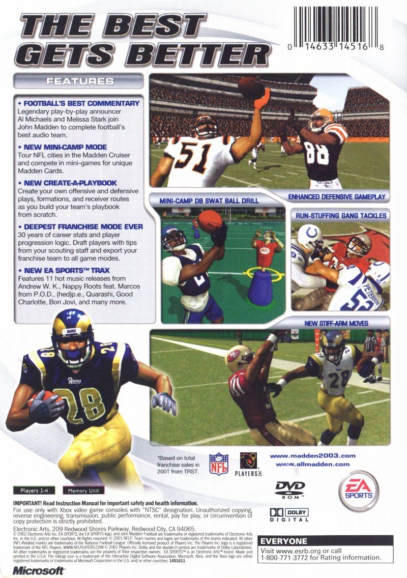 Madden NFL 2003 - Microsoft Xbox (Ea Sports - 1-4) video game collectible [Barcode 5030930031992] - Main Image 2