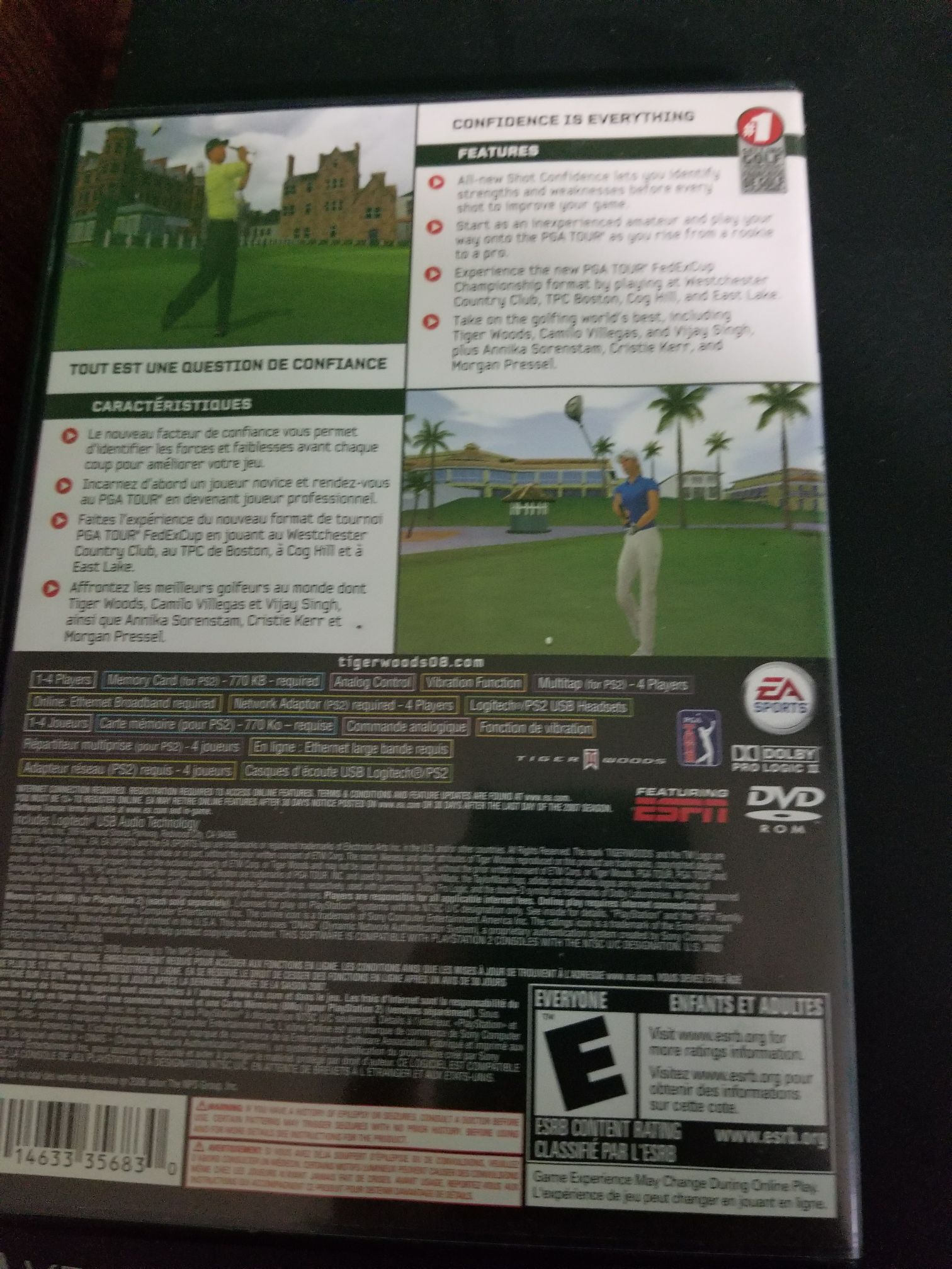 Tiger Woods PGA Tour 08 - Sony PlayStation 2 (PS2) video game collectible [Barcode 014633356830] - Main Image 2