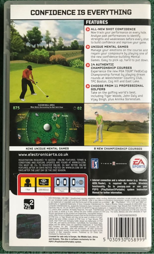 Tiger Woods PGA Tour 08 - Sony PlayStation Portable (PSP) (Electronic Arts - 2) video game collectible [Barcode 5030930058999] - Main Image 2