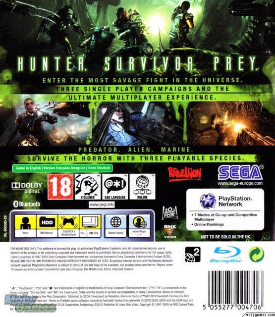 Aliens Vs Predator - Sony PlayStation 3 (PS3) (2) video game collectible [Barcode 777722118527] - Main Image 2