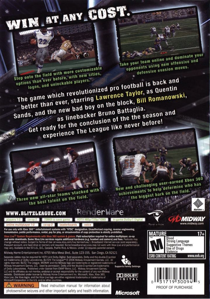 Blitz the League II - Microsoft Xbox 360 (Midway Games Ltd. - 1-4) video game collectible [Barcode 5037930101182] - Main Image 2