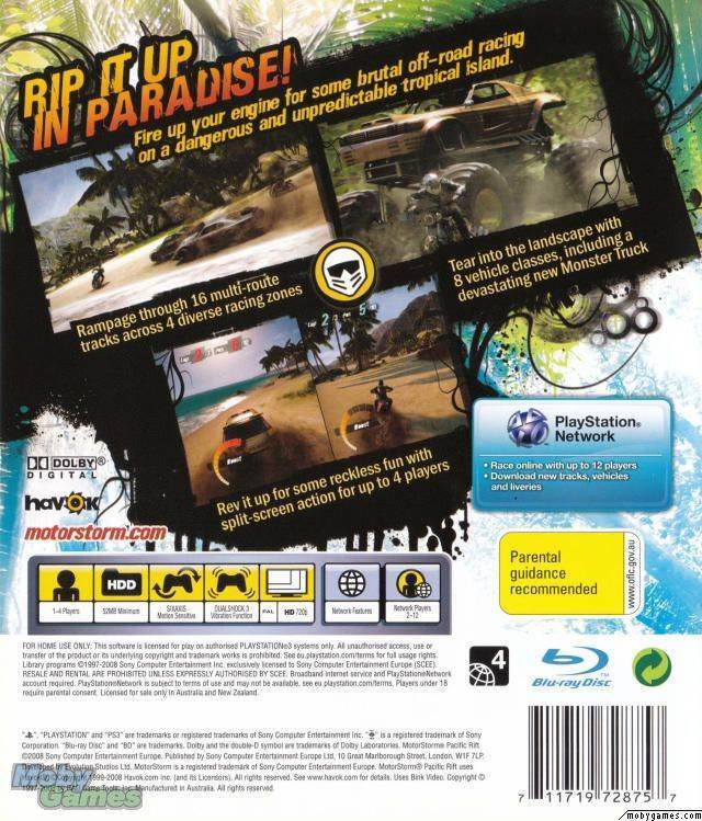 MotorStorm: Pacific Rift - Sony PlayStation 3 (PS3) (Sony Computer Entertainment - 4) video game collectible [Barcode 711719112853] - Main Image 2