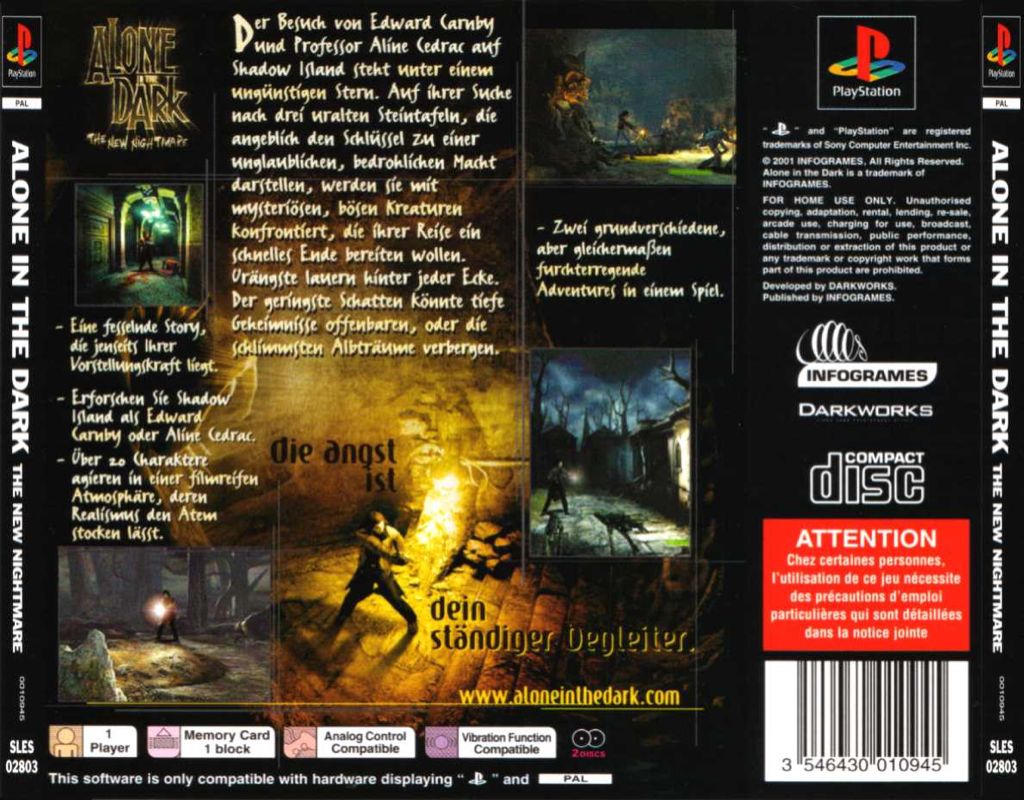 Alone in the Dark - The new Nightmare - Sony PlayStation (Infogrames - 1) video game collectible [Barcode 3546430010945] - Main Image 2