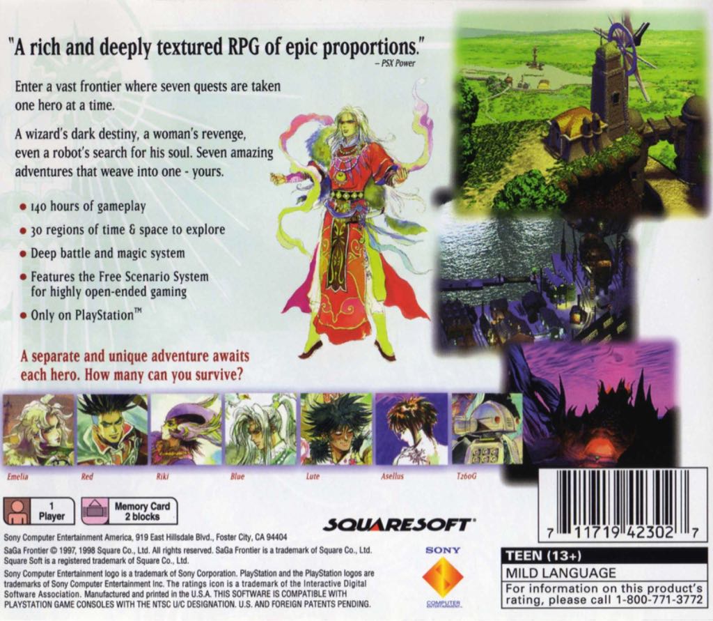 SaGa Frontier - Sony PlayStation (Sony Computer Entertainment - 1) video game collectible [Barcode 0711719423027] - Main Image 2