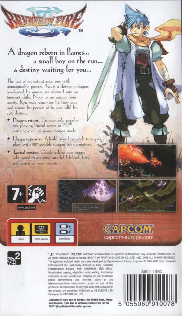 Breath of Fire III - Sony PlayStation Portable (PSP) (2005, capcom - 1) video game collectible [Barcode 5055060910108] - Main Image 2