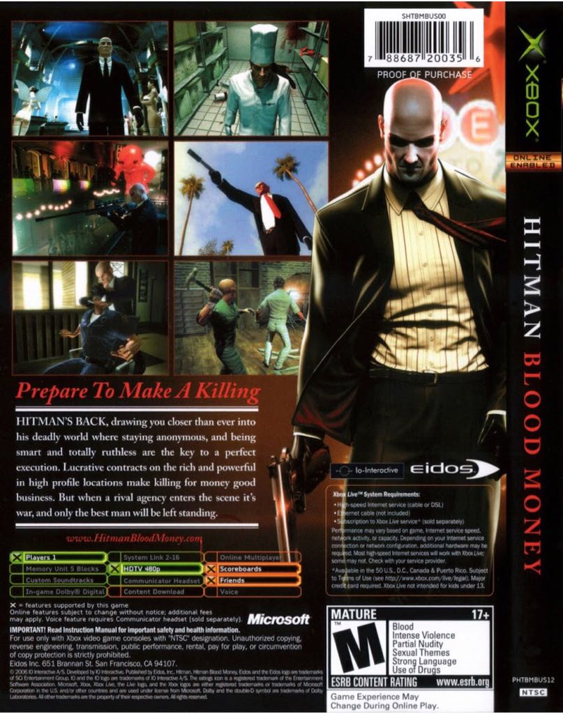 (2006) Hitman: Blood Money - Microsoft Xbox (Eidos - 1) video game collectible [Barcode 5021290024724] - Main Image 2