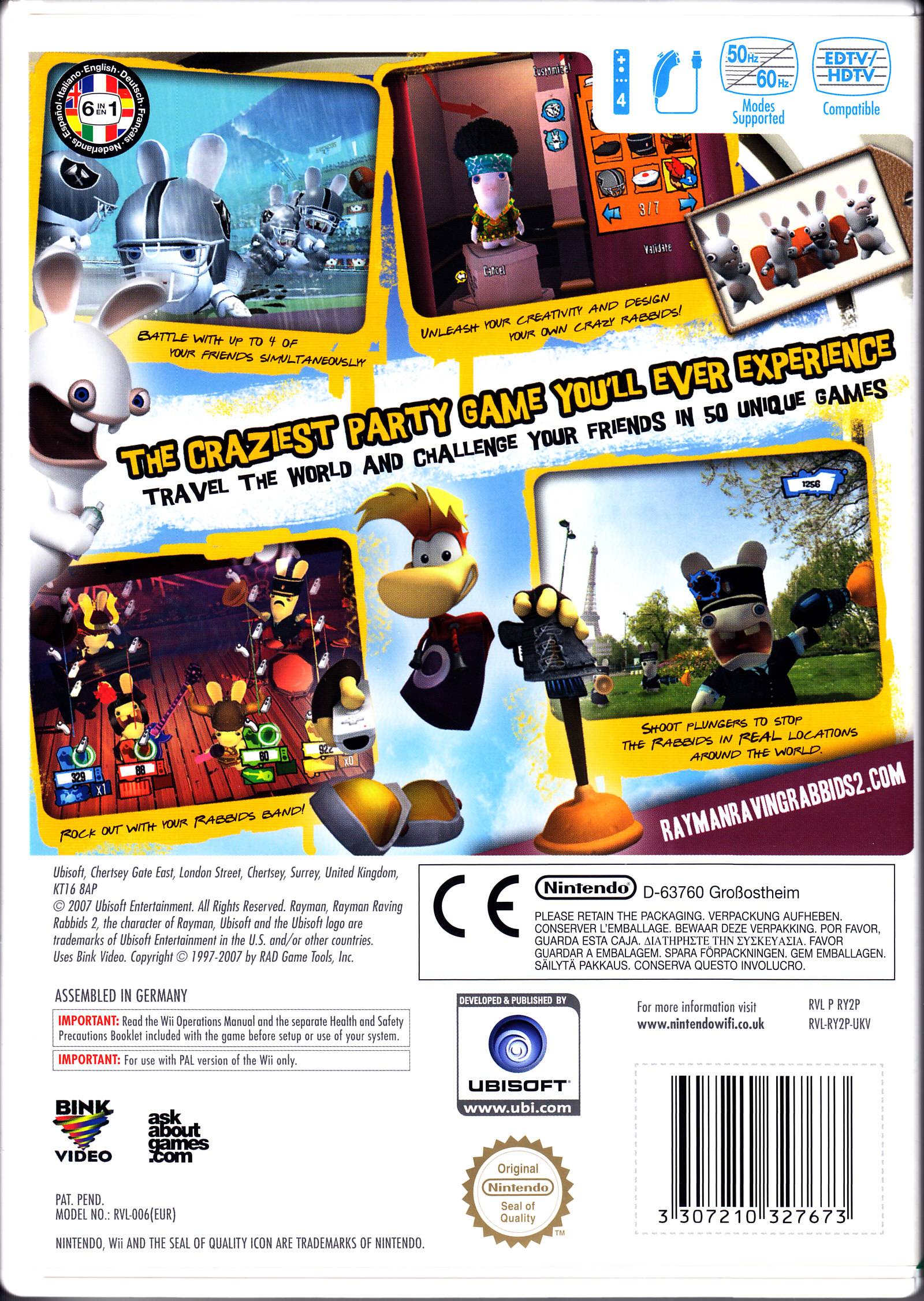 Rayman Raving Rabbids 2 - Nintendo Wii (Ubisoft - 4) video game collectible [Barcode 3307210327673] - Main Image 2