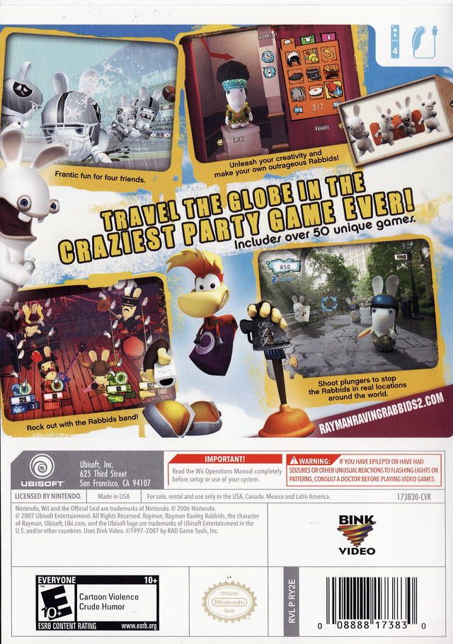 Rayman Raving Rabbids 2 - Nintendo Wii (1-4) video game collectible - Main Image 2