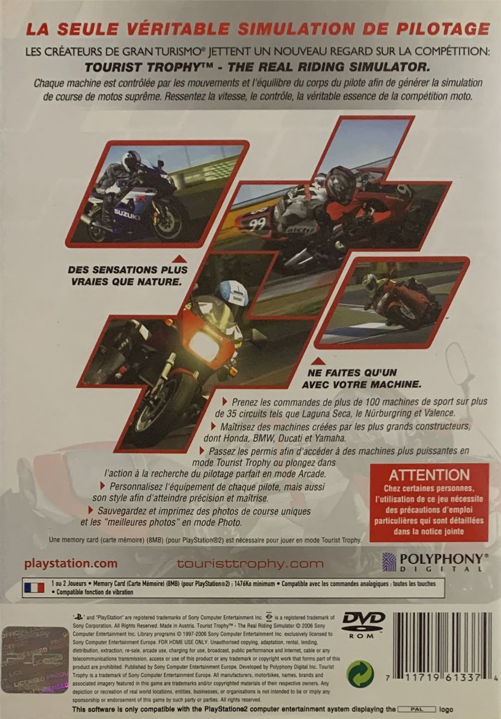 Tourist Trophy: The Real Riding Simulator - Sony PlayStation 2 (PS2) (Sony Computer Entertainment Europe - 1-2) video game collectible [Barcode 711719613374] - Main Image 2