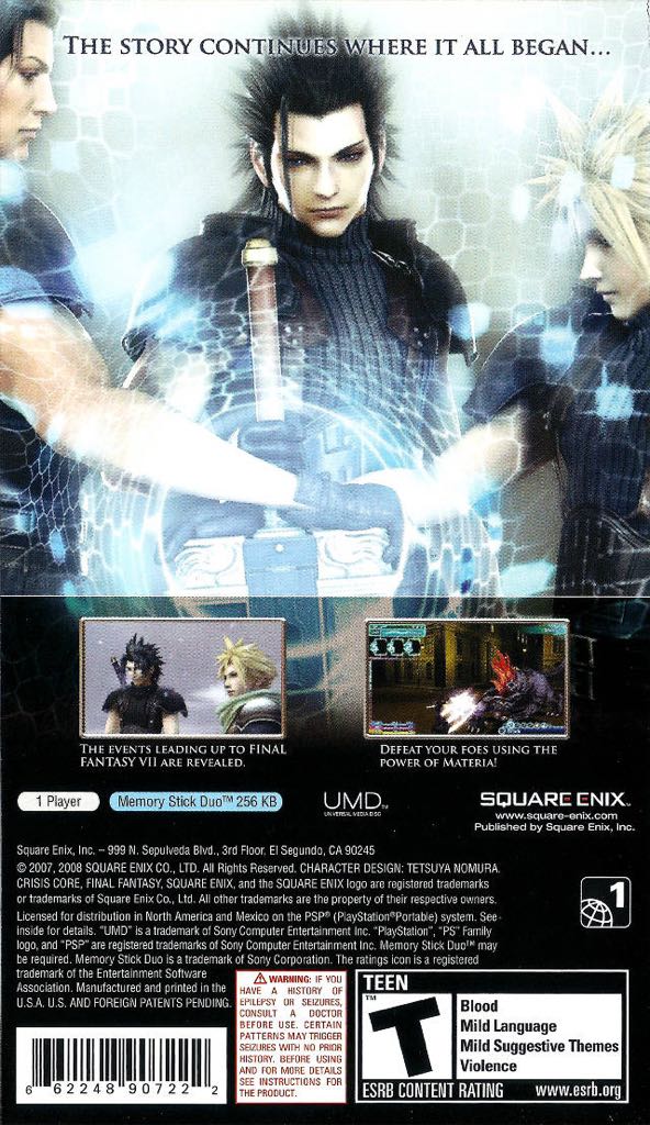 Crisis Core: Final Fantasy VII: Reunion - Sony PlayStation 4 (PS4) (Square Enix - 1) video game collectible [Barcode 5060121822795] - Main Image 2
