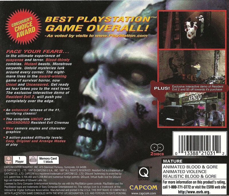 Resident Evil: Directors Cut - Sony PlayStation Network (PSN) (Capcom Co., Ltd. - 1) video game collectible - Main Image 2