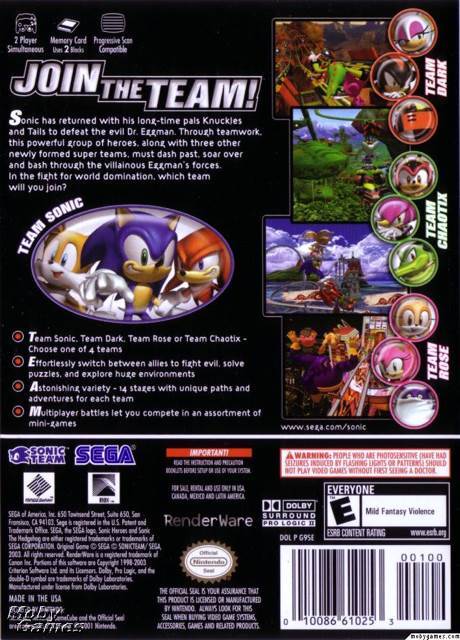 Sonic Heroes - PS - Nintendo GameCube (Sega - 2) video game collectible [Barcode 5060004763757] - Main Image 2