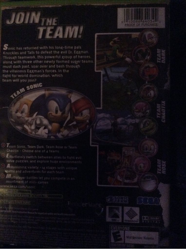 Sonic Heroes - Microsoft Xbox (Sonic Team - 2) video game collectible - Main Image 2