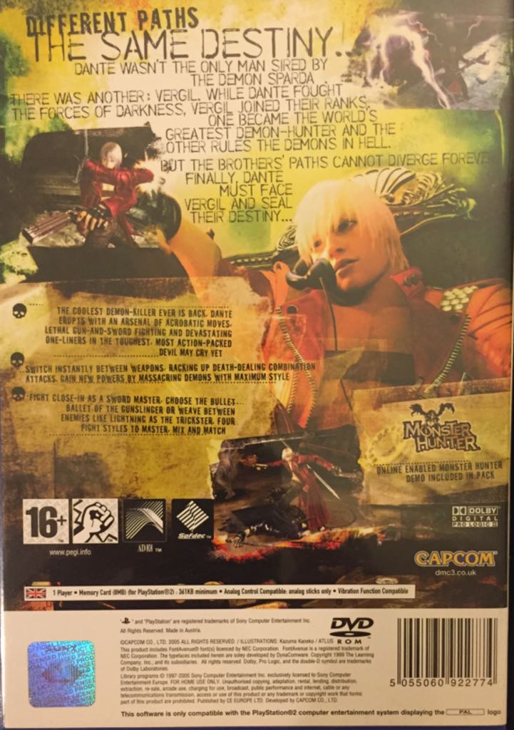 Devil May Cry 3: Dantes Awakening - Sony PlayStation 2 (PS2) (Capcom - 1) video game collectible [Barcode 5055060922774] - Main Image 2