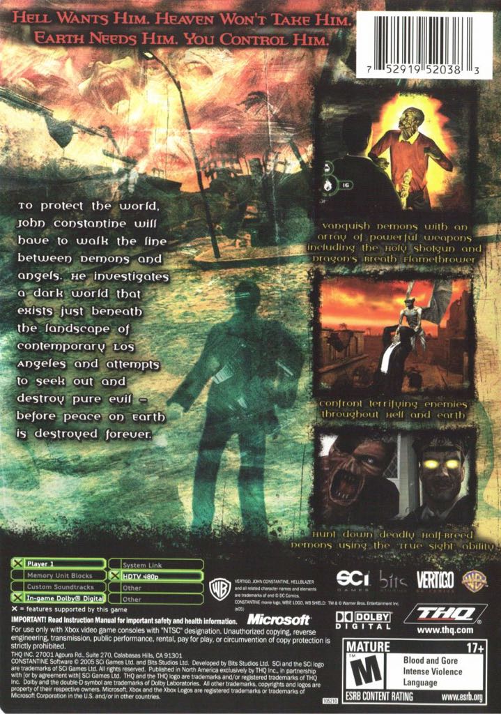 Constantine - Microsoft Xbox (THQ/Warner Bros. Interactive Entertainment - 1) video game collectible [Barcode 752919520383] - Main Image 2