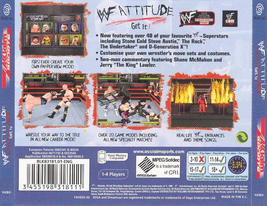 WWF Attitude - Sega Dreamcast (Boite Et Notice) video game collectible [Barcode 3455198318159] - Main Image 2