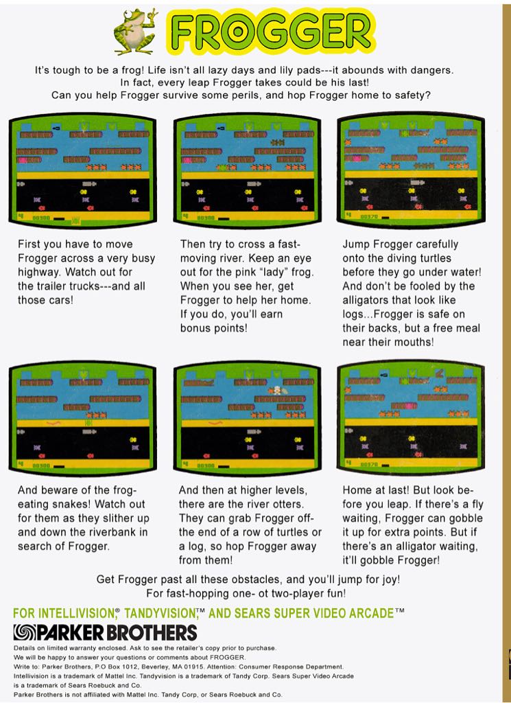 Frogger - Intellivision (Parker Brothers - 2) video game collectible - Main Image 2