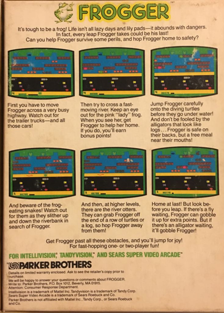 Frogger - Intellivision (Parker Brothers - 1) video game collectible - Main Image 2