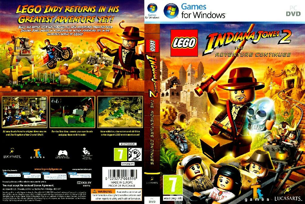 LEGO Indiana Jones 2: The Adventure Continues - PC (Lucas Arts - 1-2) video game collectible [Barcode 023272008598] - Main Image 2