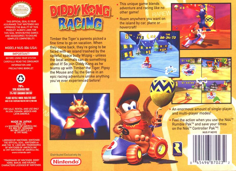 Diddy Kong Racing - Nintendo 64 (N64) (1997, Nintendo) video game collectible - Main Image 2
