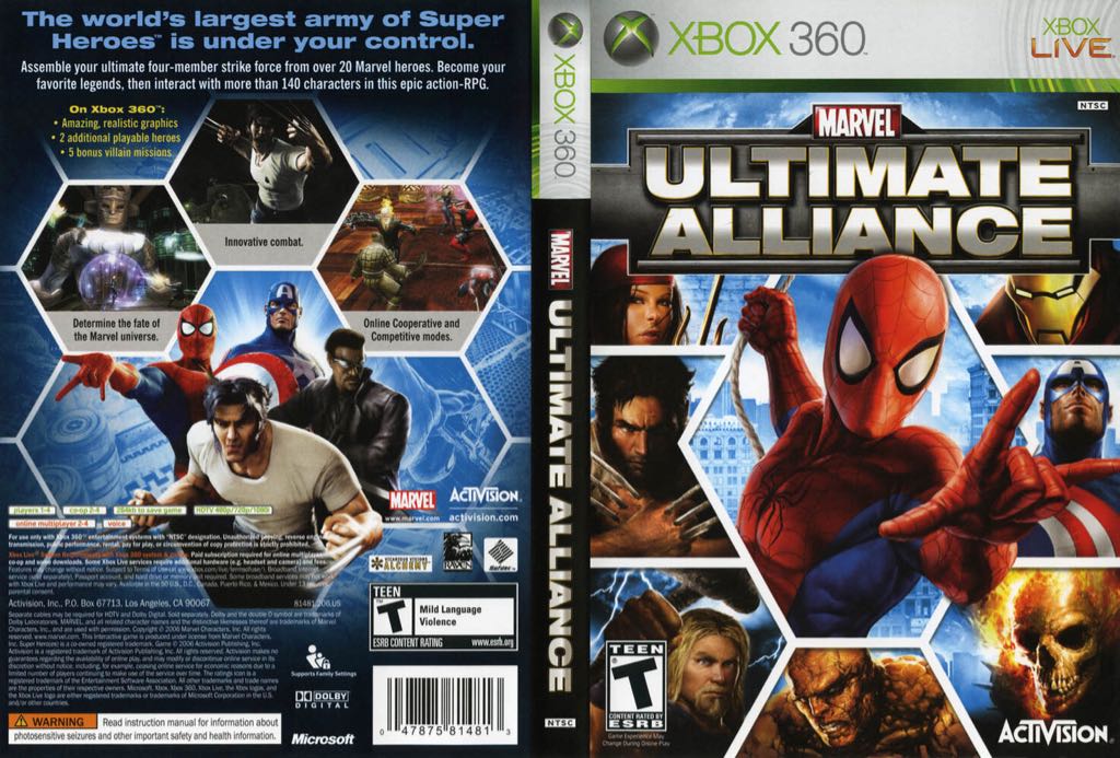 Marvel: Ultimate Alliance - Microsoft Xbox 360 (Activision Blizzard - 4) video game collectible [Barcode 047875814950] - Main Image 2