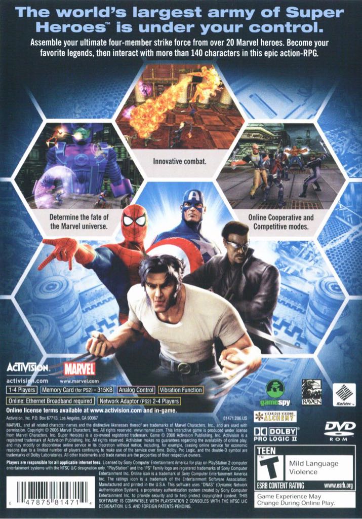 Marvel Ultimate Alliance - Sony PlayStation 2 (PS2) (Activision - 1-4) video game collectible [Barcode 047875818392] - Main Image 2