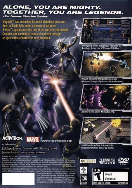 X-Men Legends - Sony PlayStation 2 (PS2) (Activision - 1-2) video game collectible [Barcode 047875805736] - Main Image 2
