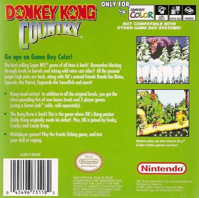 Donkey Kong Country - Nintendo Game Boy Color (Nintendo - 1) video game collectible [Barcode 0045496731182] - Main Image 2