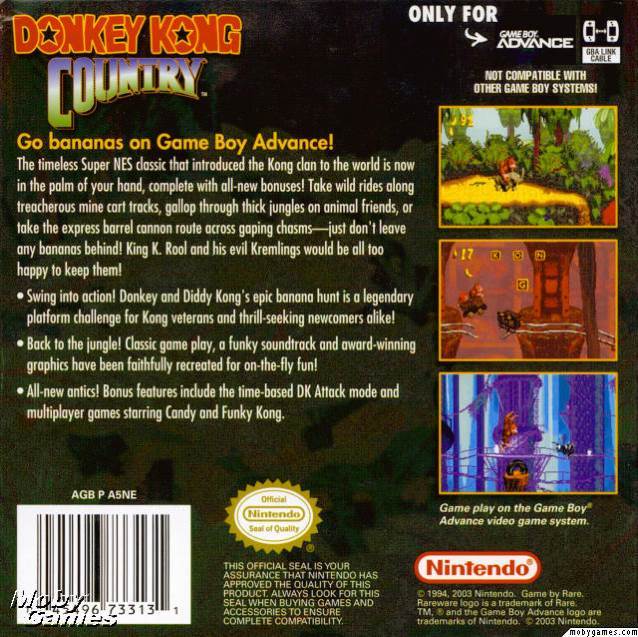 Donkey Kong Country - Nintendo Game Boy Advance (GBA) (Nintendo - 1) video game collectible [Barcode 045496733131] - Main Image 2