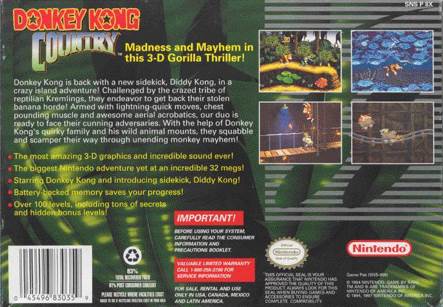 Donkey Kong Country - Nintendo Super Nintendo Entertainment System (SNES) video game collectible - Main Image 2