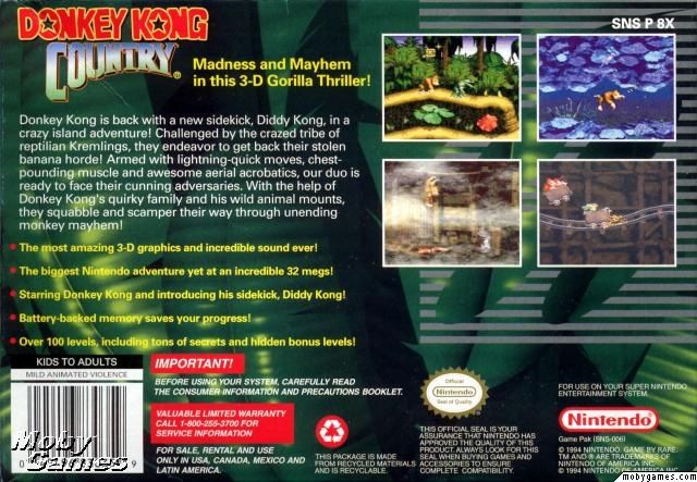 Donkey Kong Country - Nintendo Super Nintendo Entertainment System (SNES) (Nintendo) video game collectible - Main Image 2