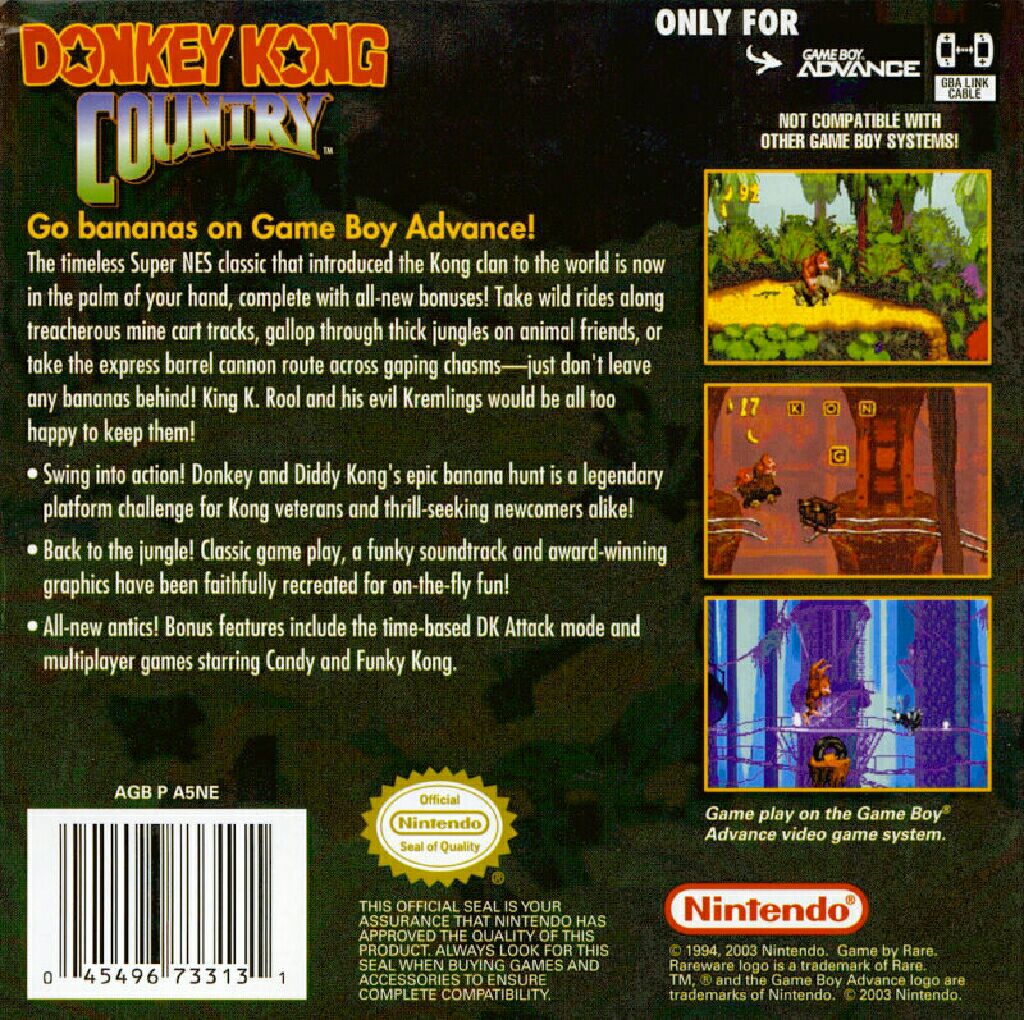 Donkey Kong Country - Nintendo Game Boy Advance (GBA) video game collectible - Main Image 2