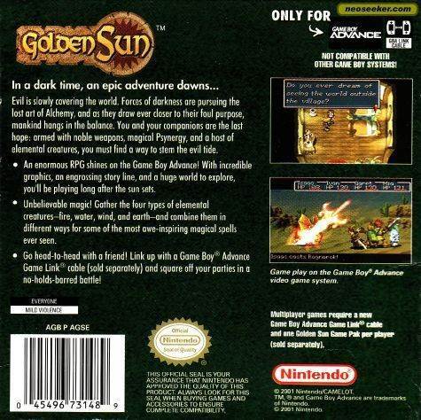 Golden Sun - Nintendo Game Boy Advance (GBA) (Nintendo) video game collectible - Main Image 2